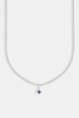 Blue Enamel Star Motif Cuban Necklace - 10mm