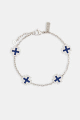 Blue Enamel Cross Motif Bracelet - 12mm