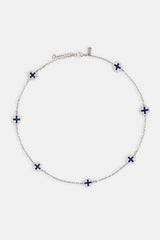 Blue Enamel Cross Motif Chain - 12mm