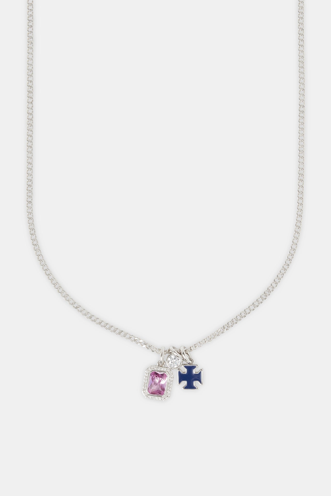 Blue Motif & Gemstone Layered Necklace - 12mm