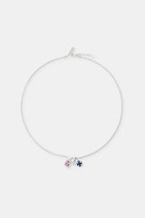 Blue Motif & Gemstone Layered Necklace - 12mm