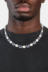 Opal & Blue Gemstone Chain - White - 10mm