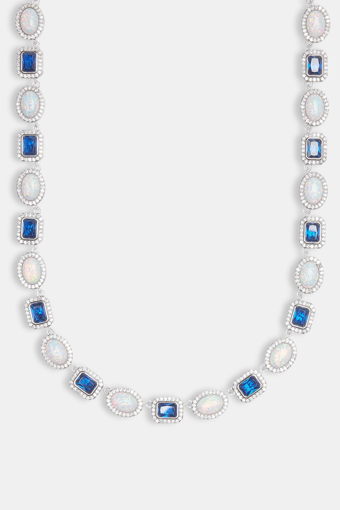 Opal & Blue Gemstone Chain - White - 10mm