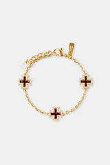 Chocolate Brown Cross Motif Bracelet - 12mm