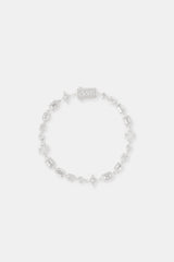 Clear Multi Gemstone & Iced Motif Bracelet - 6mm