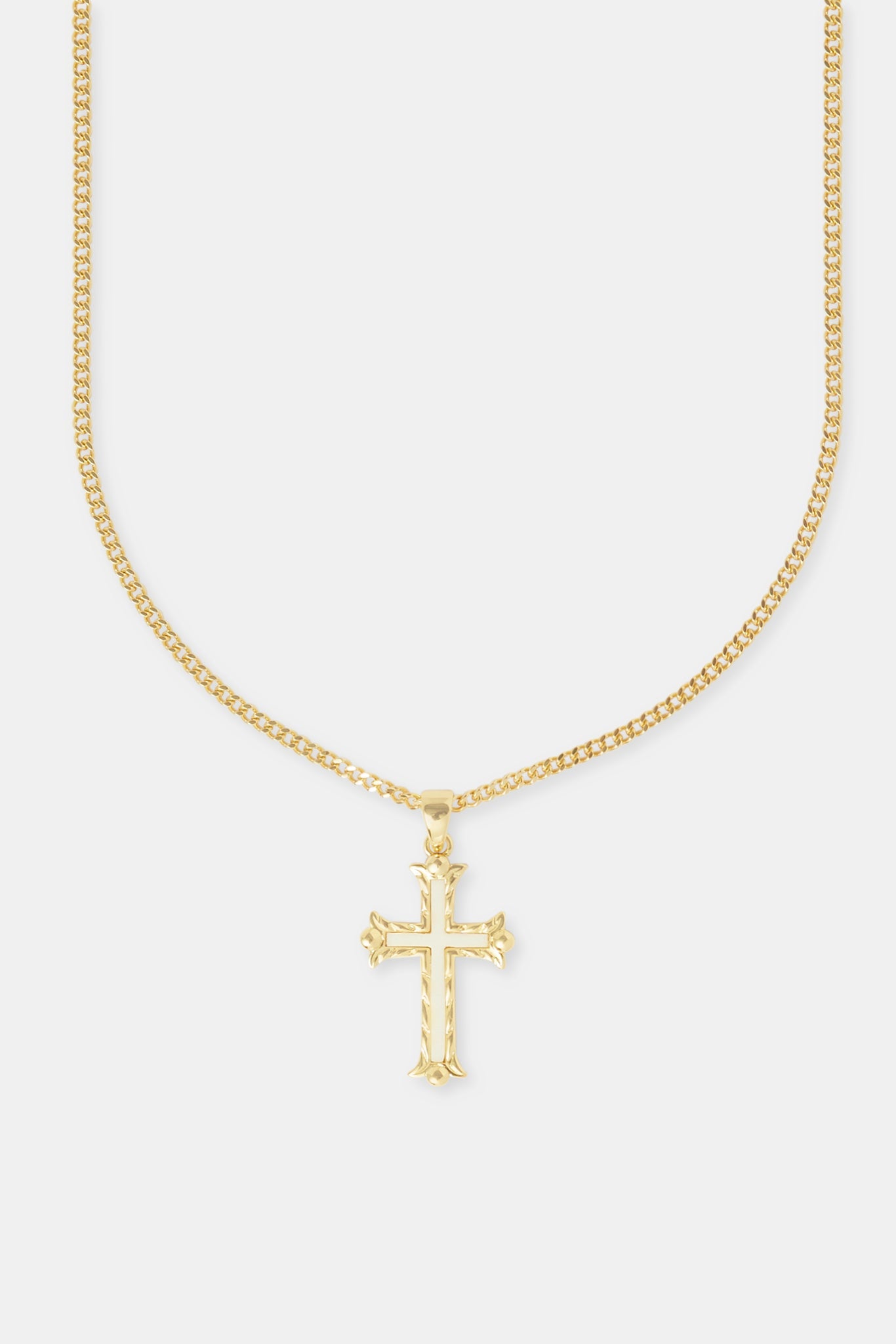 30 mm weiße Kreuzkette – Gold