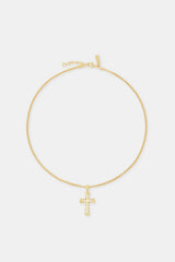 30 mm weiße Kreuzkette – Gold