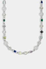 Cuban Link Gemstone & Motif Chain - White - 10mm