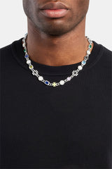Cuban Link Gemstone & Motif Chain - White - 10mm