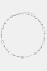 Iced CZ Gem & Ball Chain Mix Chain - White - 8mm