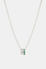 Green & Clear Iced Ring Necklace - 15mm