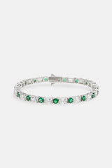 Green & Clear Mixed Shape Tennis Bracelet - 8mm