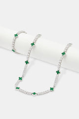 Mens Green Motif Tennis Chain + Bracelet - 5mm