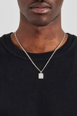 Green Stone Dog Tag Necklace - 15mm