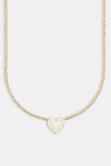 Iced Heart Necklace - Gold - 20mm