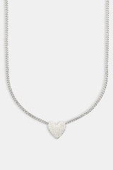 Iced Heart Necklace - White - 20mm