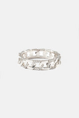 Iced and Polished Hexagon Ring - 5mm - White
