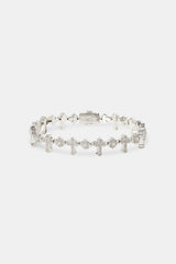 Iced Double Cross Infinity Bracelet - 10mm