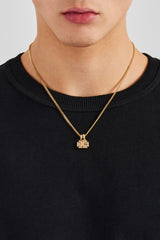 Kubanische Halskette mit vereistem Doppelkreuzmotiv – 10 mm – Gold