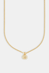 Kubanische Halskette mit vereistem Doppelkreuzmotiv – 10 mm – Gold