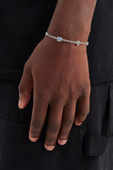 Eisblaues Rolo-Armband mit gemischten Formen – 8 mm