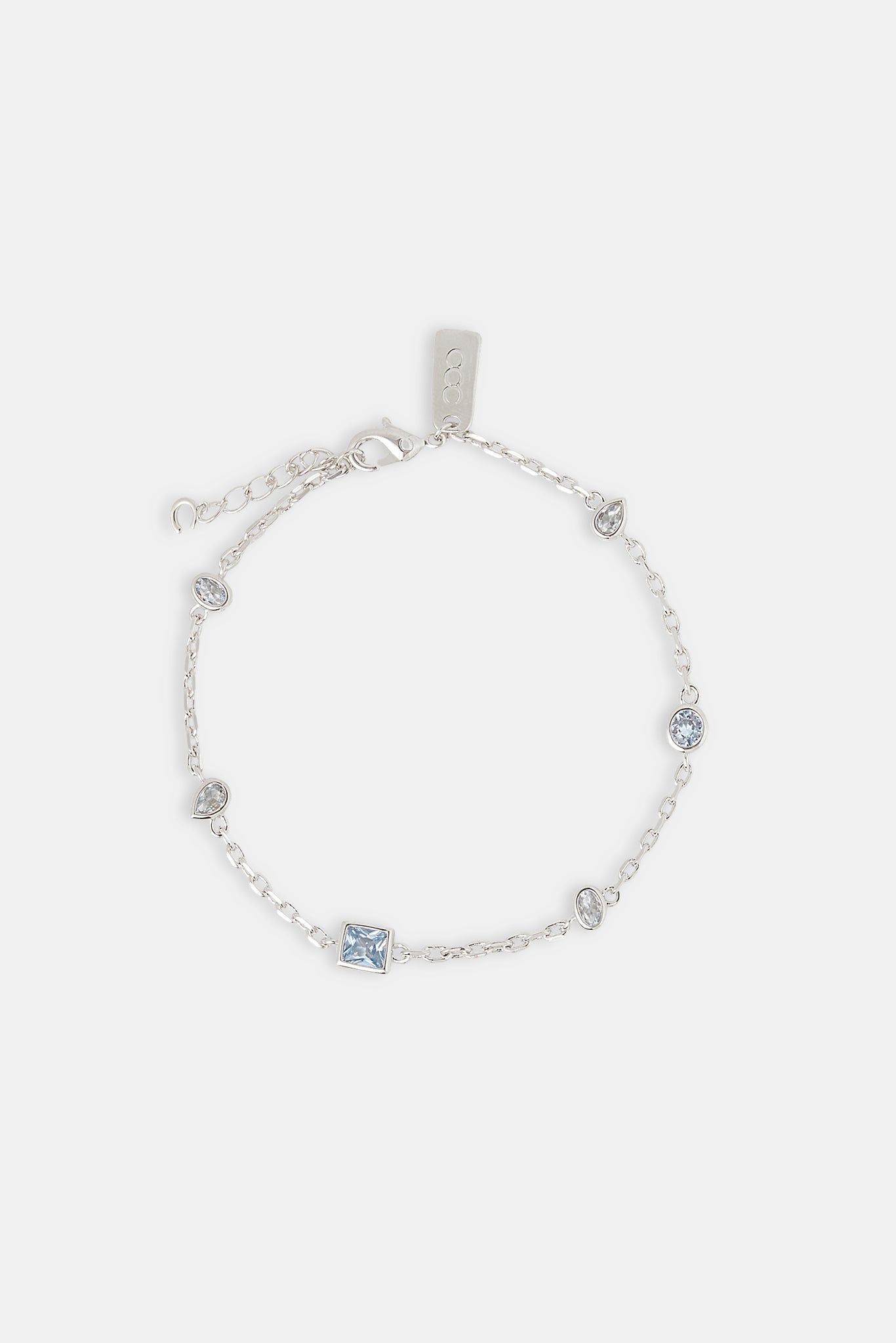 Eisblaues Rolo-Armband mit gemischten Formen – 8 mm