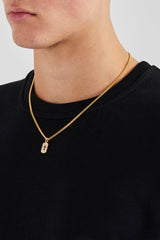 Iced Cross Outline Necklace - 15mm - Gold