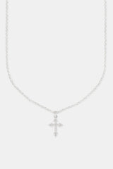 Iced Cross Pendant Necklace - 25mm