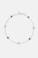 Iced CZ & Black Enamel Motif Chain - 12mm