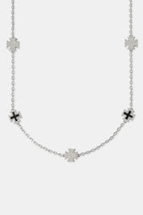 Iced CZ & Black Enamel Motif Chain - 12mm