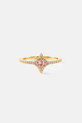 Iced Oval Pink Cz Star Ring - 10mm