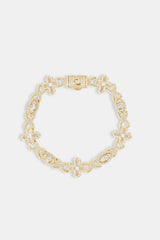 Iced Evil Eye & Cross Infinity Link Bracelet - 8mm -  Gold