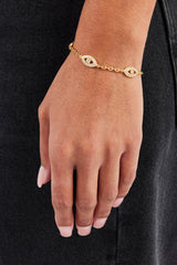 Iced Evil Eye Rolo Bracelet - 8mm