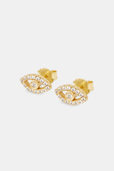 Iced Evil Eye Stud Earrings - 10mm