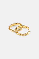 Iced Gemstone Hoop Earrings - 20mm