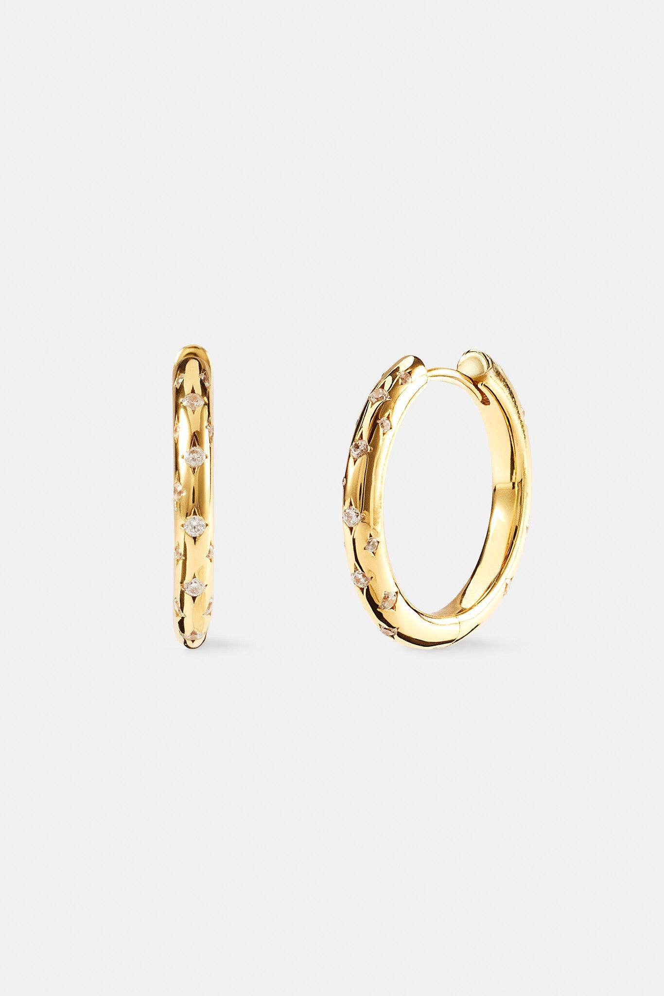 Iced Gemstone Hoop Earrings - 20mm