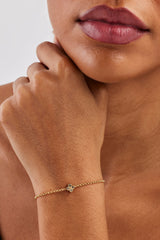 Iced Green Motif Rolo Bracelet - 6mm - Gold