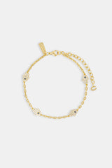Iced Hamsa Hand Rolo Anklet - 8mm