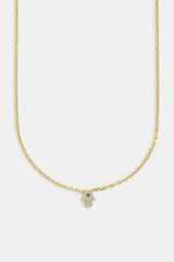 Iced Hamsa Hand Rolo Necklace - 8mm