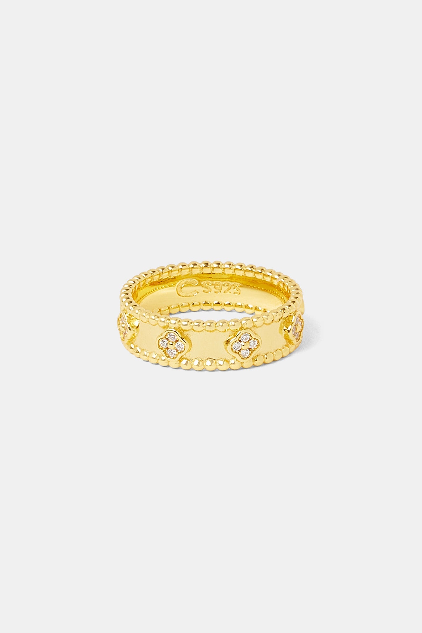Iced Motif Polished Band Ring - 6mm