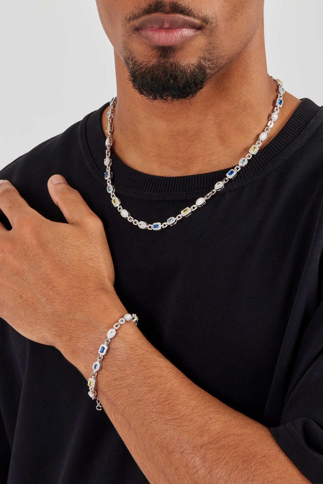 Blue Mixed Gemstone Link Chain & Bracelet - 6mm