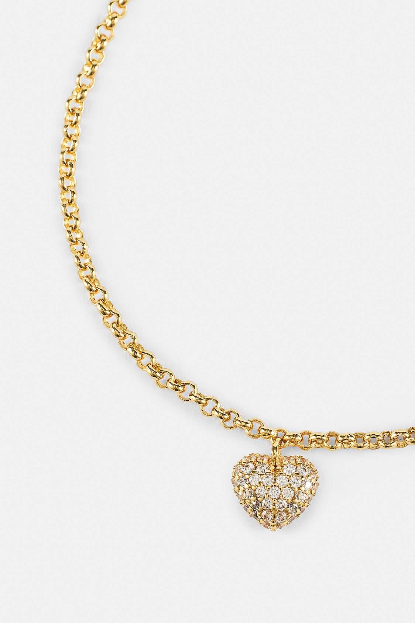 Iced Pave Heart Micro Necklace - 6mm - Gold