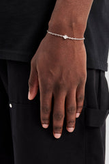 Iced Cross Centre Rolo Bracelet - 6mm
