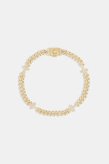 Iced Cross Cuban Bracelet - 5mm - Gold