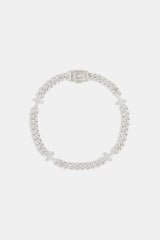 Iced Cross Cuban Bracelet - 5mm - White