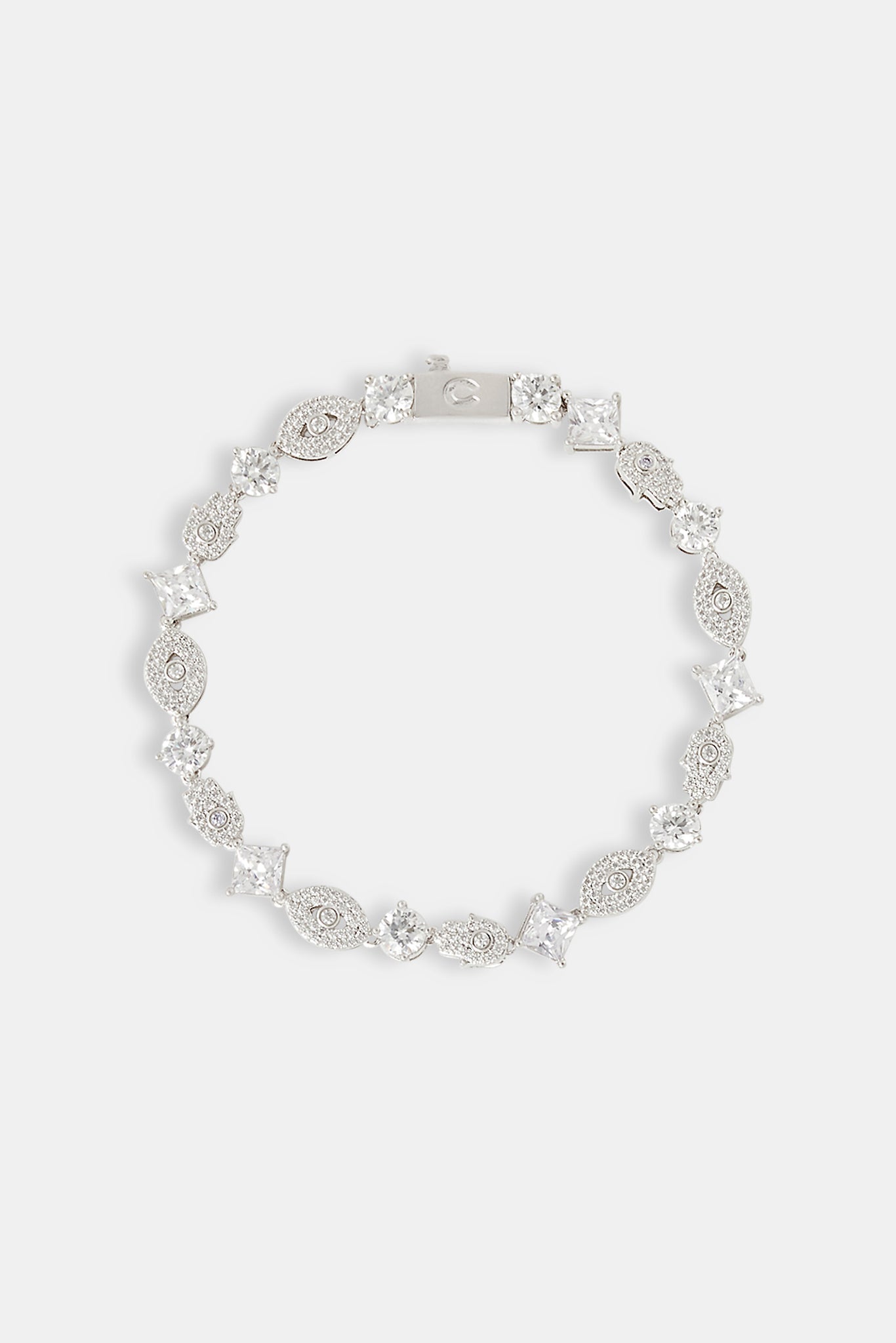 Clear Gemstone Evil Eye & Hamsa Hand Bracelet - 5mm