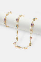 Freshwater Pearl & Opal Mixed Gemstone Chain & Bracelet