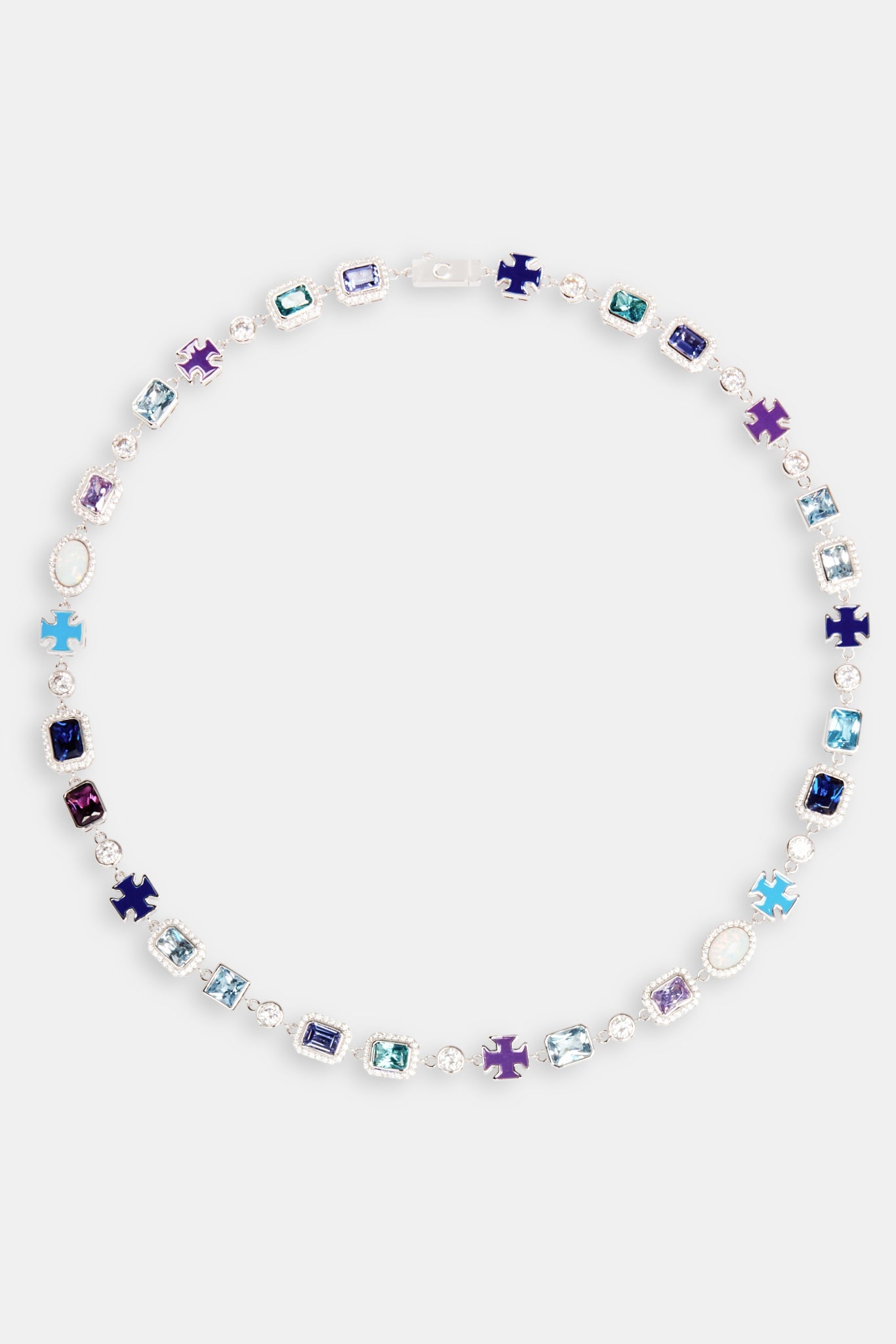 Multi Gemstone Motif Necklace - Blue - 10mm