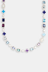 Multi Gemstone Motif Necklace & Bracelet Bundle - 10mm