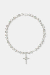 Opal & Round CZ Drop Cross Chain